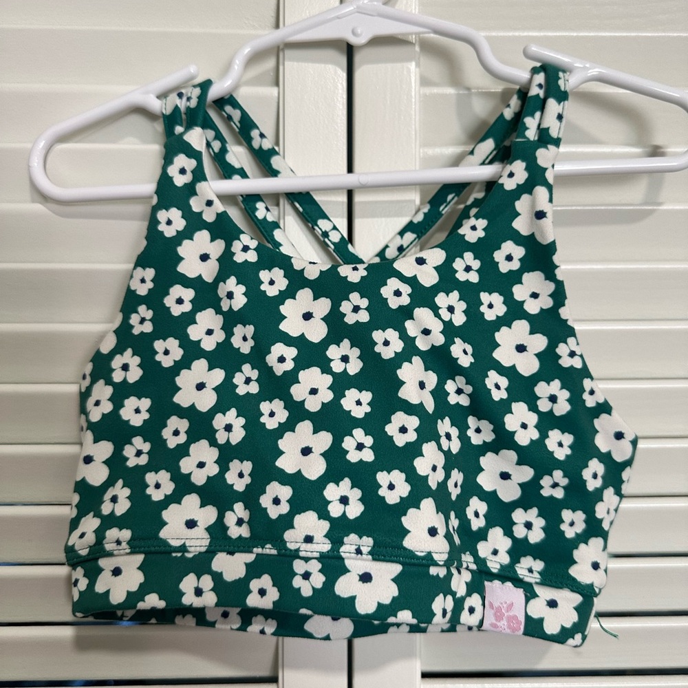Sweet Honey Floral Green and White Crop Top and Shorts